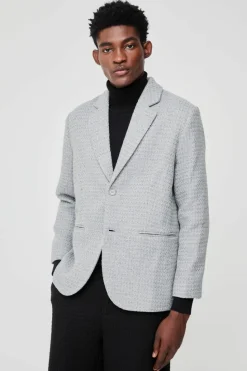 Flash Sale boohooMAN Straight Fit Boucle Single Breasted Blazer grey