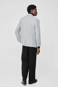 Flash Sale boohooMAN Straight Fit Boucle Single Breasted Blazer grey
