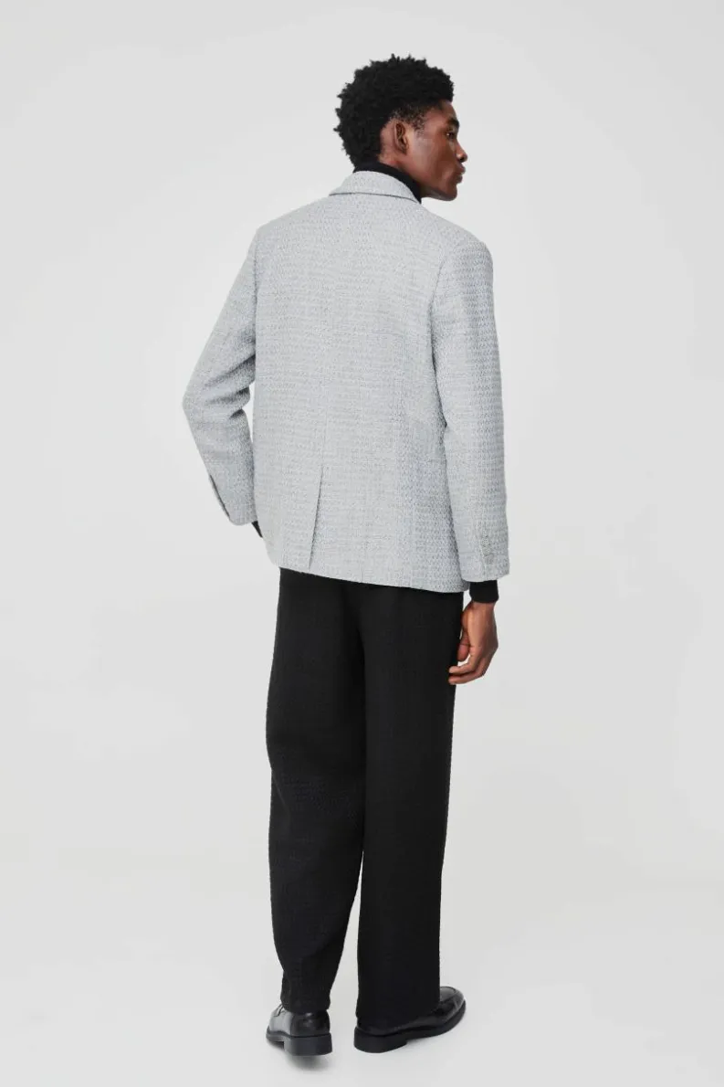 Flash Sale boohooMAN Straight Fit Boucle Single Breasted Blazer grey