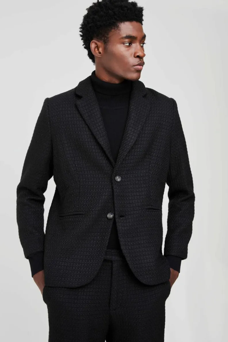 Outlet boohoo Straight Fit Boucle Suit black