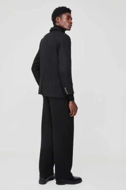Outlet boohoo Straight Fit Boucle Suit black