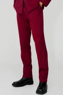 New boohoo Straight Fit Cross Applique Blazer & Trouser Suit burgundy