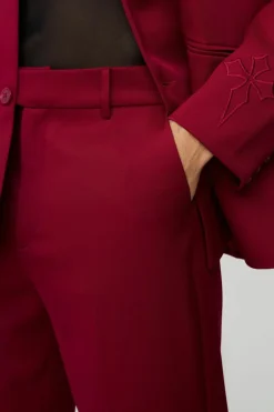 New boohoo Straight Fit Cross Applique Blazer & Trouser Suit burgundy