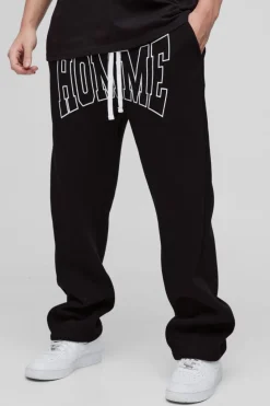 Cheap boohooMAN Straight Fit Homme Print Jogger black