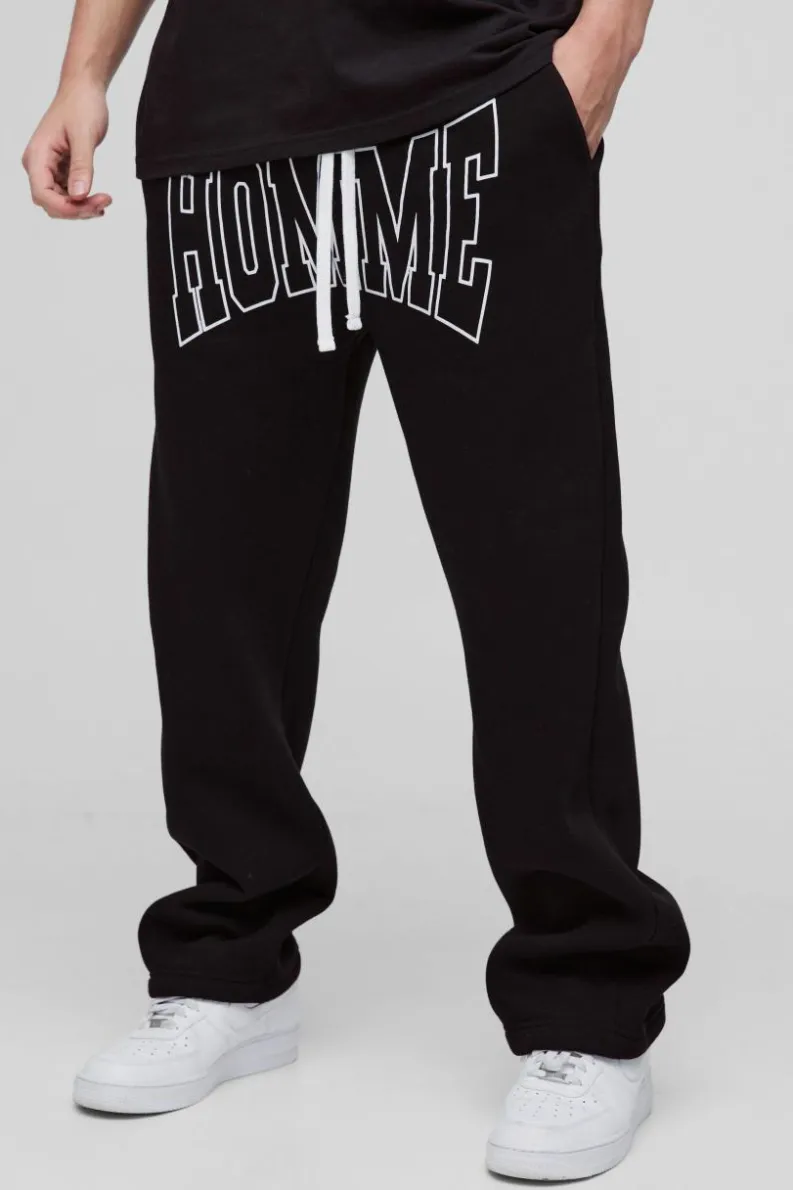 Cheap boohooMAN Straight Fit Homme Print Jogger black