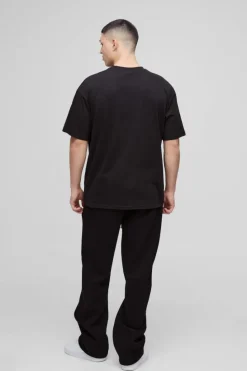 Cheap boohooMAN Straight Fit Homme Print Jogger black