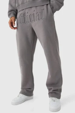 Hot boohooMAN Straight Fit Official Embossed Jogger charcoal