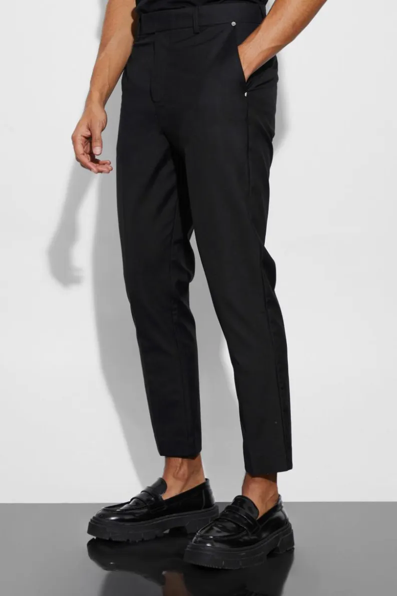 Discount boohoo Straight Fit Overlay Detail Suit black