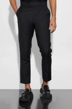 Discount boohoo Straight Fit Overlay Detail Suit black