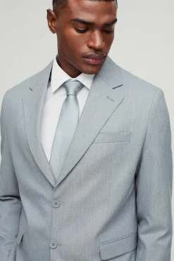 Outlet boohooMAN Straight Fit Stipe Texture Blazer grey