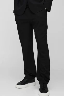 Online boohoo Straight Fit Textured Stretch Blazer & Trouser Suit black