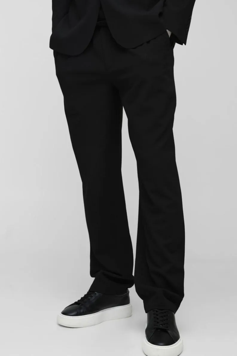 Online boohoo Straight Fit Textured Stretch Blazer & Trouser Suit black
