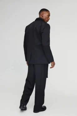 Cheap boohooMAN Straight Fit Wrap Front Blazer black