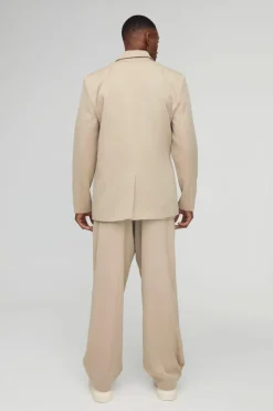 Outlet boohooMAN Straight Fit Wrap Front Blazer stone