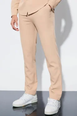 Sale boohooMAN Straight Fixed Waist Tailored Trouser stone