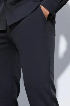 Discount boohooMAN Straight Fixed Waist Tailored Trouser black