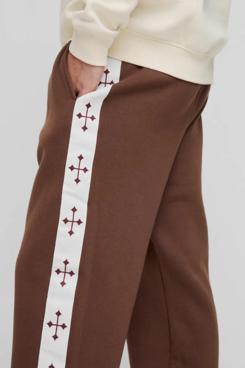 Flash Sale boohooMAN Straight Leg Cross Side Tape Jogger chocolate
