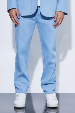 Fashion boohooMAN Straight Leg Denim Suit Trousers antique blue