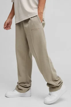 Best Sale boohooMAN Straight Leg Heavyweight Pintuck Jogger stone