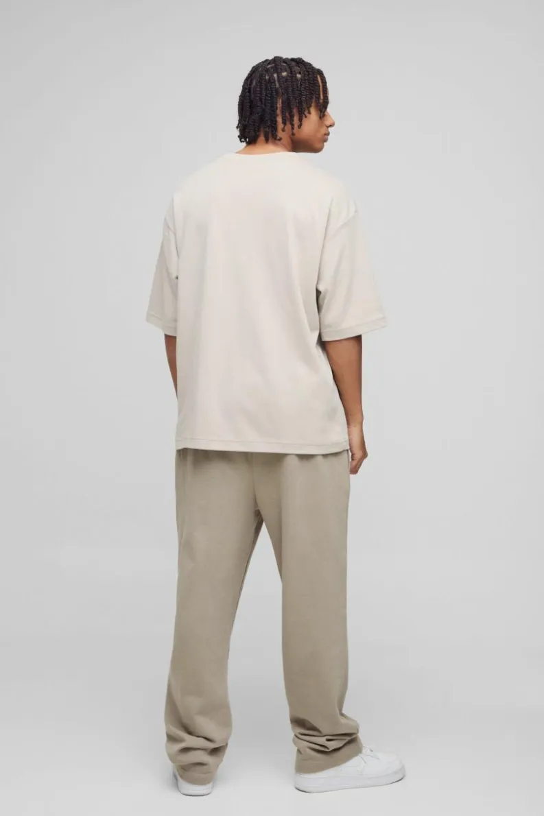 Best Sale boohooMAN Straight Leg Heavyweight Pintuck Jogger stone