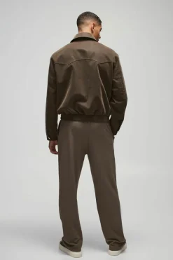 New boohooMAN Straight Leg Jersey Twill Jogger taupe