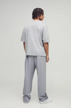 Cheap boohooMAN Straight Leg Jersey Twill Jogger grey