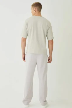 Best boohooMAN Straight Leg Jersey Twill Jogger grey marl