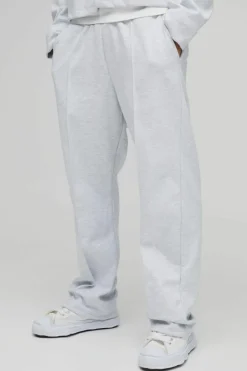 Fashion boohooMAN Straight Leg Scuba Pintuck Front Trouser grey marl