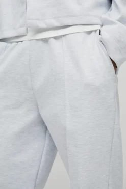 Fashion boohooMAN Straight Leg Scuba Pintuck Front Trouser grey marl