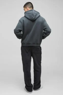 Outlet boohooMAN Straight Leg Teddy Borg Joggers charcoal