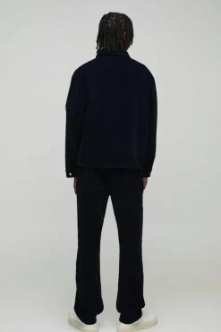 Flash Sale boohooMAN Straight Leg Velvet Denim Jeans navy