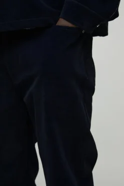 Flash Sale boohooMAN Straight Leg Velvet Denim Jeans navy