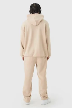 New boohooMAN Straight Polar Fleece Jogger taupe
