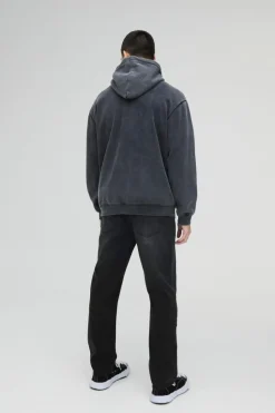 Store boohooMAN Straight Rigid Jean In charcoal