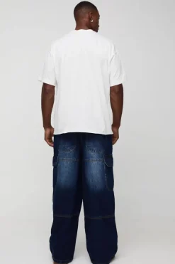 Best Sale boohooMAN Super Baggy Rigid Cargo Denim Jeans indigo