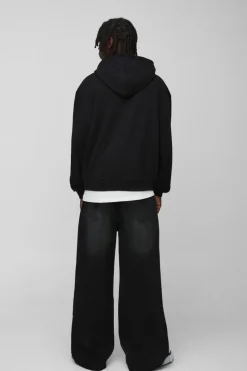 Store boohooMAN Super Baggy Rigid Jeans washed black