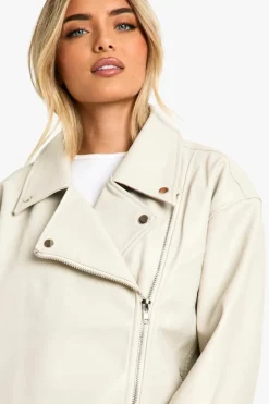 Fashion boohoo Super Oversized Belted Biker Jacket stone
