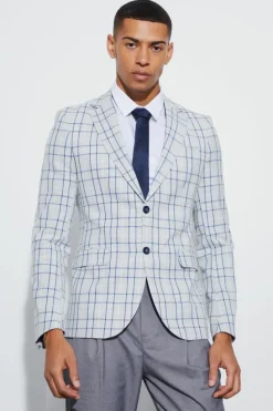 Cheap boohoo Super Skinny Check Single Breasted Suit grey