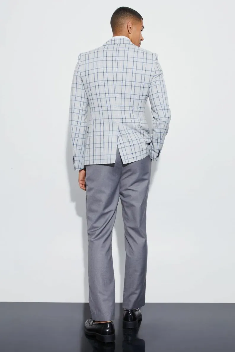 Cheap boohoo Super Skinny Check Single Breasted Suit grey