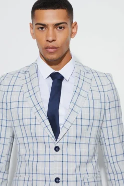 Cheap boohoo Super Skinny Check Single Breasted Suit grey