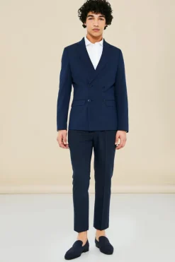Store boohooMAN Super Skinny Double Breasted Suit Jacket navy