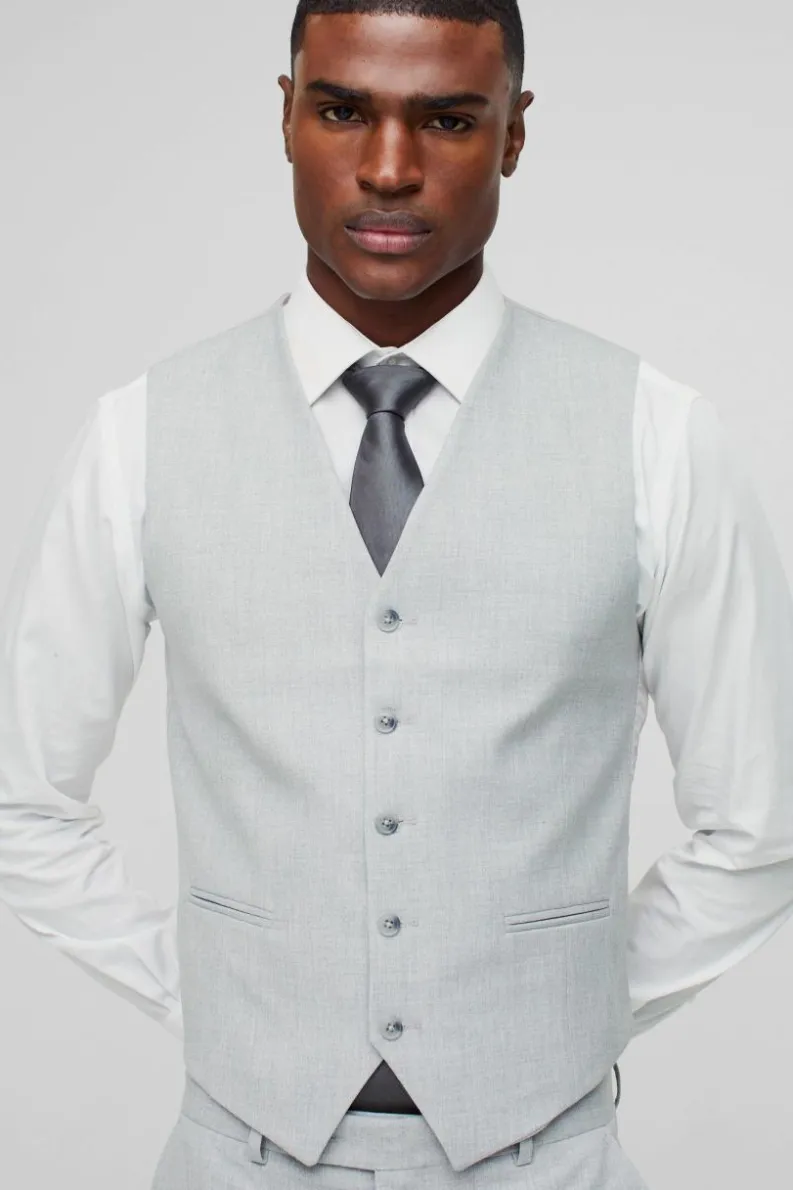 Cheap boohooMAN Super Skinny Waistcoat grey