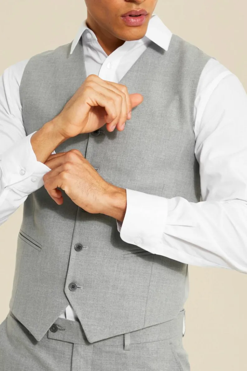 Cheap boohooMAN Super Skinny Waistcoat grey