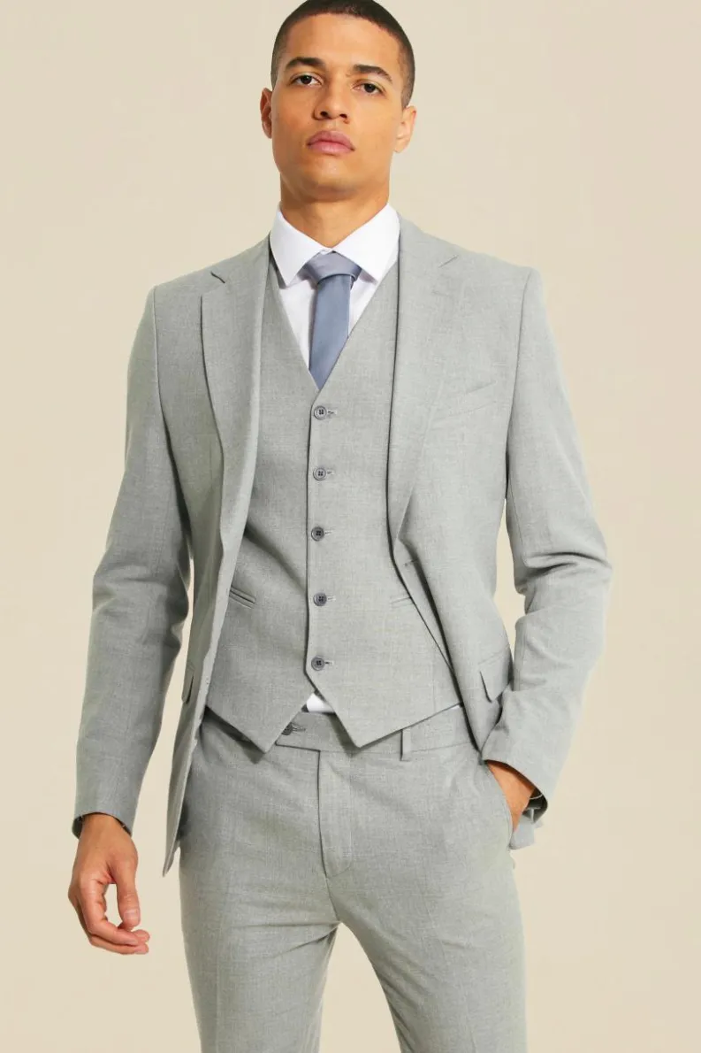 Best boohooMAN Super Skinny Single Breasted Suit Jacket grey