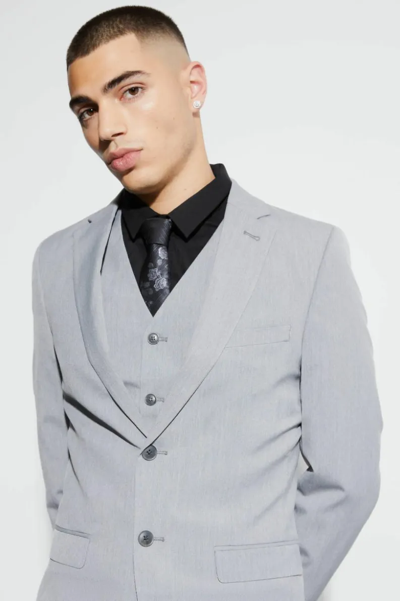 Best boohooMAN Super Skinny Single Breasted Suit Jacket grey