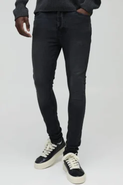 Sale boohooMAN Super Skinny Stretch Jean charcoal