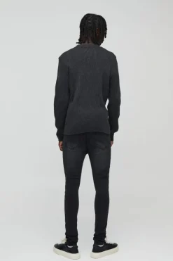Sale boohooMAN Super Skinny Stretch Jean charcoal