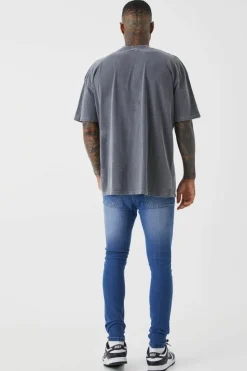 New boohooMAN Super Skinny Stretch Jean mid blue