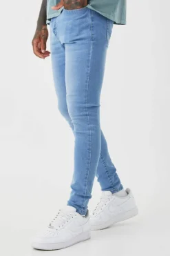 Outlet boohooMAN Super Skinny Stretch Jean light blue