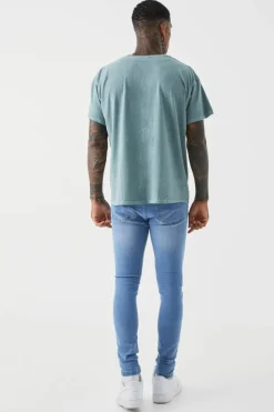 Outlet boohooMAN Super Skinny Stretch Jean light blue